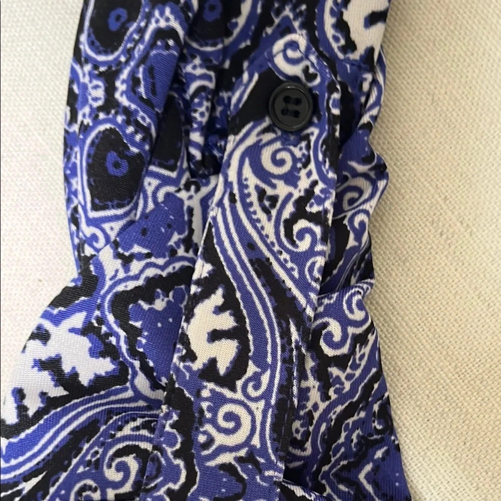Blue , White and Black Paisley Blouse - Picture 5 of 6